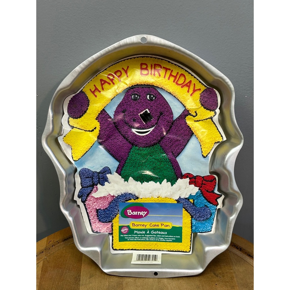 Wilton Cake Pan Unisex OS Silver Barney‎ Happy Birthday 2105-3450 Vintage 1998